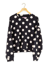 Load image into Gallery viewer, LOUNGE CREW NECK PULLOVER - BLACK POLKA DOT