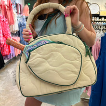 Load image into Gallery viewer, QUILTED TWO-TONE PICKLEBALL DUFFLE-CREAM/GREEN