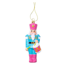 Load image into Gallery viewer, NUTCRACKER DRUMMER ORNAMENT BLUE/PINK/WHITE