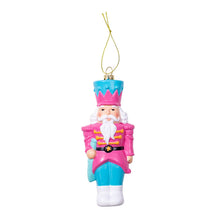 Load image into Gallery viewer, NUTCRACKER DRUMMER ORNAMENT BLUE/PINK/WHITE