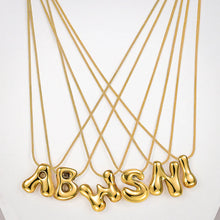 Load image into Gallery viewer, GOLD BUBBLE LETTER NECKLACES