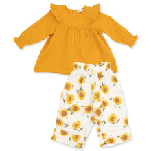 Load image into Gallery viewer, SUNFLOWER SMOCKED WAIST PANT & RUFFLE TUNIC