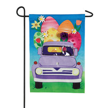Load image into Gallery viewer, EASTER EGG TRUCK GARDEN BURLAP FLAG