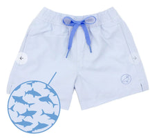 Load image into Gallery viewer, PROPERLY TIED BOYS SPLISH SWIM TRUNK - SHARK ATTACK