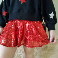 Load image into Gallery viewer, SEQUIN SPARKLE SKIRT - RED