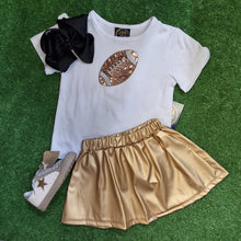 Load image into Gallery viewer, GOLD FAUX LEATHER PLEATED SKIRT