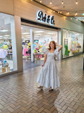 Load image into Gallery viewer, BLUE & WHITE STRIPE SMOCKED DRESS