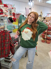 Load image into Gallery viewer, GLITTER SANTA SWEATSHIRT - GREEN