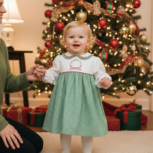 Load image into Gallery viewer, INFANT HOLIDAY WREATH EMBROIDERED DRESS