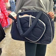Load image into Gallery viewer, QUILTED TWO-TONE PICKLEBALL DUFFLE-NAVY/WHITE