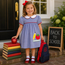 Load image into Gallery viewer, APPLE & BOOK APPLIQUE DRESS