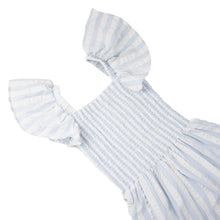 Load image into Gallery viewer, BLUE & WHITE STRIPE SMOCKED DRESS