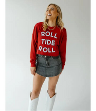 Load image into Gallery viewer, ROLL TIDE ROLL CROP SWEATSHIRT