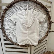 Load image into Gallery viewer, WHITE FLYNN TUCKED ROMPER WITH HAT- NB