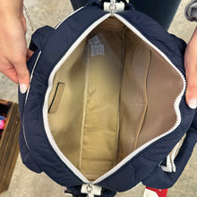 Load image into Gallery viewer, QUILTED TWO-TONE PICKLEBALL DUFFLE-NAVY/WHITE