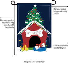 Load image into Gallery viewer, HOLIDAY DOG HOUSE APPLIQUE FLAG - GARDEN FLAG