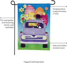 Load image into Gallery viewer, EASTER EGG TRUCK GARDEN BURLAP FLAG