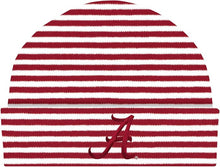Load image into Gallery viewer, ALABAMA SCRIPT "A" NEWBORN STRIPED KNIT CAP