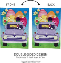 Load image into Gallery viewer, EASTER EGG TRUCK GARDEN BURLAP FLAG
