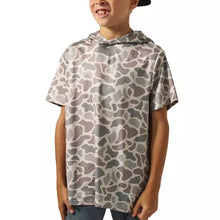 Load image into Gallery viewer, BURLEBO TODDLER / YOUTH SS PERFORMANCE HOODIE - CLASSIC DEER CAMO