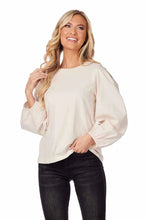 Load image into Gallery viewer, DILLON POPLIN SLEEVE TOP - CREAM