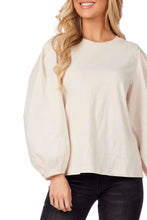 Load image into Gallery viewer, DILLON POPLIN SLEEVE TOP - CREAM