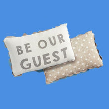 Load image into Gallery viewer, MUD PIE REVERSIBLE PATTERN PILLOW - BE OUR GUEST PILLOW