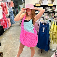 Load image into Gallery viewer, QUILTED PUFFER PICKLEBALL DUFFLE-PINK
