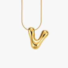 Load image into Gallery viewer, GOLD BUBBLE LETTER NECKLACES
