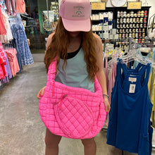 Load image into Gallery viewer, QUILTED PUFFER PICKLEBALL DUFFLE-PINK