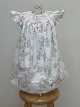 Load image into Gallery viewer, ENGLAND ROSE PINK FLORAL PRINT SMOCKED DRESS