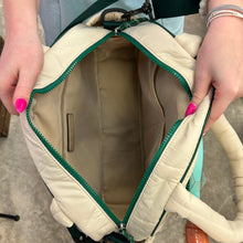 Load image into Gallery viewer, QUILTED TWO-TONE PICKLEBALL DUFFLE-CREAM/GREEN