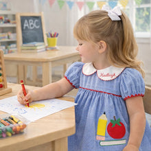 Load image into Gallery viewer, APPLE & BOOK APPLIQUE DRESS