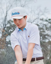 Load image into Gallery viewer, YOUTH CADDIE RANGE POLO PINK/BLUE