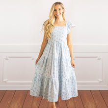Load image into Gallery viewer, BLUE BOUQUET SMOCKED DRESS