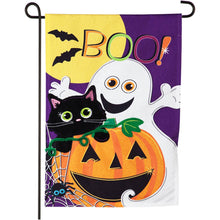 Load image into Gallery viewer, HALLOWEEN BOO GARDEN LINEN FLAG