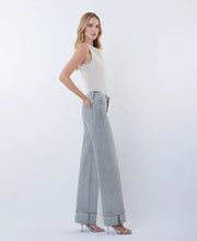 Load image into Gallery viewer, FLYING MONKEY MONKEY MID RISE CUFF WIDE LEG JEANS