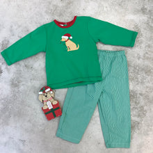 Load image into Gallery viewer, BOY'S SANTA PUP APPLIQUE PANT SET