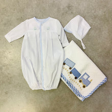 Load image into Gallery viewer, CONVERIBLE GOWN & HAT WITH TRAIN EMBROIDERY - NB