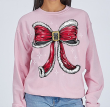Load image into Gallery viewer, SANTA BOW CREW SWEATSHIRT