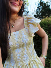 Load image into Gallery viewer, GOLDEN DAMASK SMOCKED DRESS