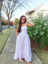 Load image into Gallery viewer, PINK STRIPE SMOCKED TIE TOP DRESS