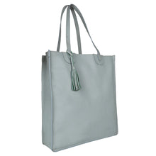 Load image into Gallery viewer, LEATHER TOTE - DUSTY BLUE