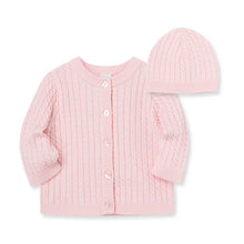Load image into Gallery viewer, INFANT CABLE KNIT SWEATER WITH HAT - PINK
