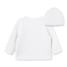 Load image into Gallery viewer, INFANT CABLE KNIT SWEATER WITH HAT - WHITE