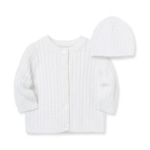 Load image into Gallery viewer, INFANT CABLE KNIT SWEATER WITH HAT - WHITE