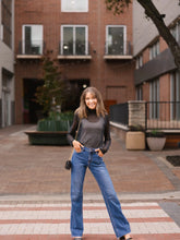 Load image into Gallery viewer, MESH TOP WITH PEARL DETAIL - BLACK