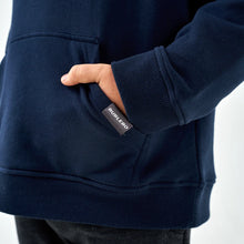 Load image into Gallery viewer, BURLEBO YOUTH FLEECE HOODIE - OLD SCHOOL DUCK HUNT NAVY