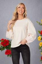 Load image into Gallery viewer, DILLON POPLIN SLEEVE TOP - CREAM