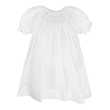 Load image into Gallery viewer, TRINA SMOCKED DRESS/BONNET WHITE